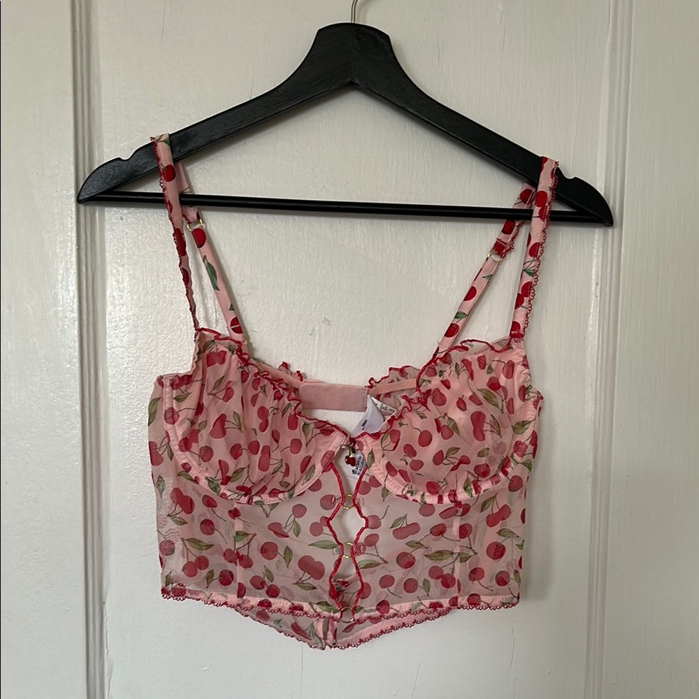 For love and lemons pink cherry bustier